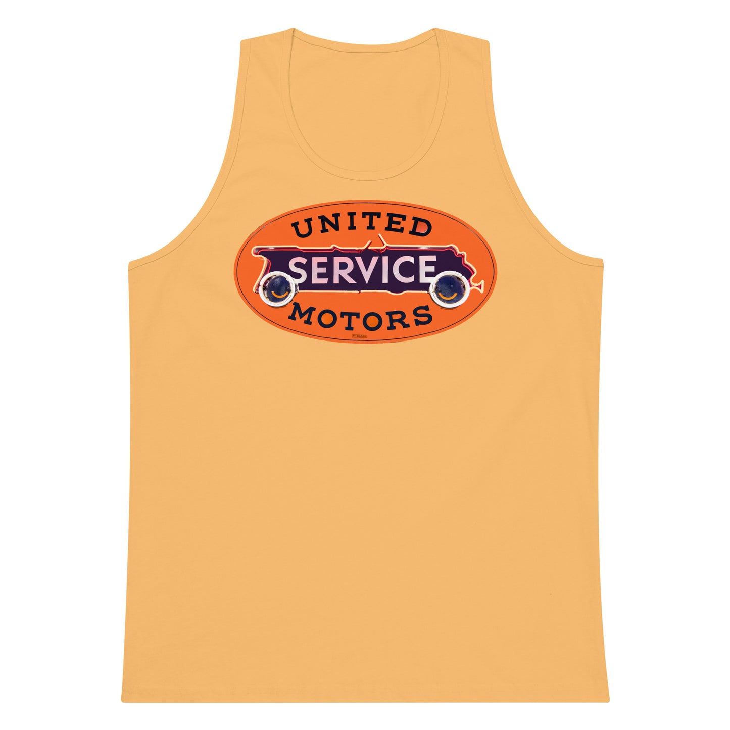 Vintage United Service Motor Neon Style Unlit Men’s premium tank top