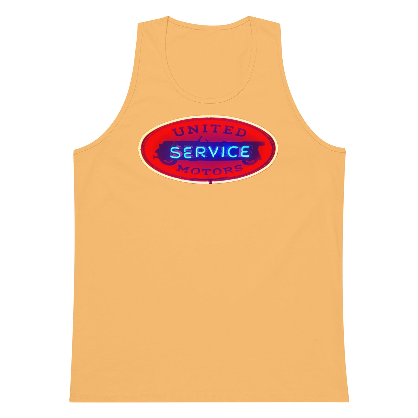 Vintage United Service Motor Neon Style Lit Men’s premium tank top