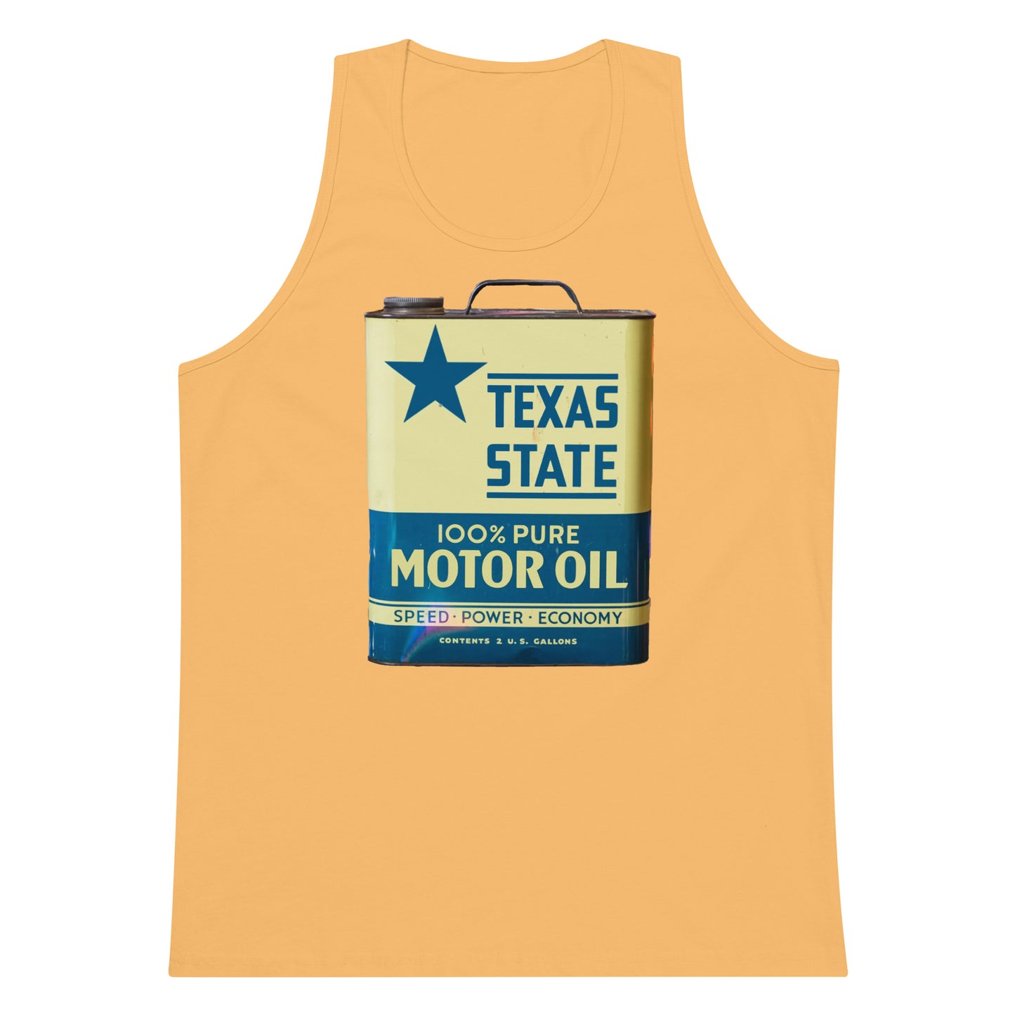 Vintage Texas Motor Oil Can Gallon Design Men’s premium tank top