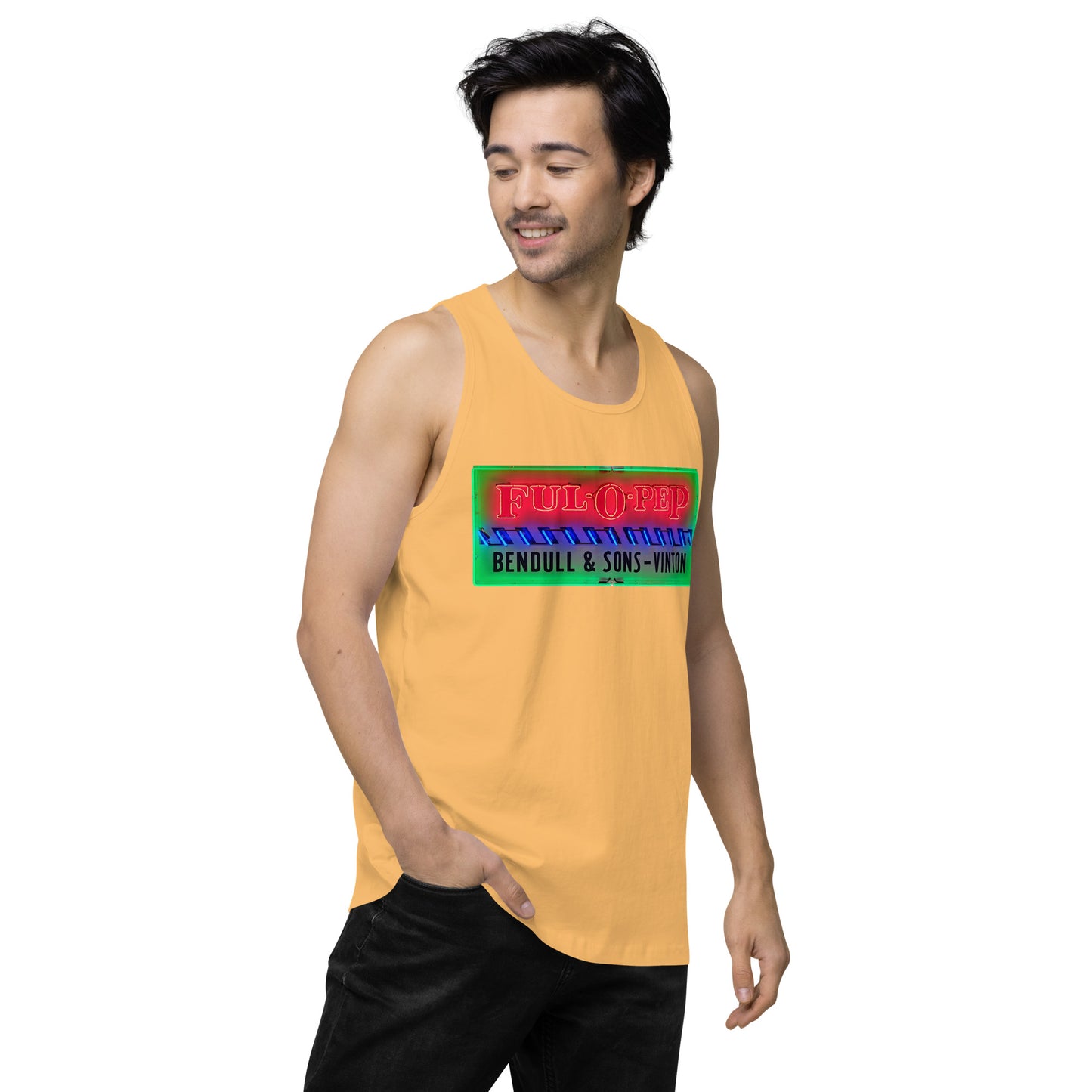 Vintage Racing Sign Neon Style Men’s premium tank top