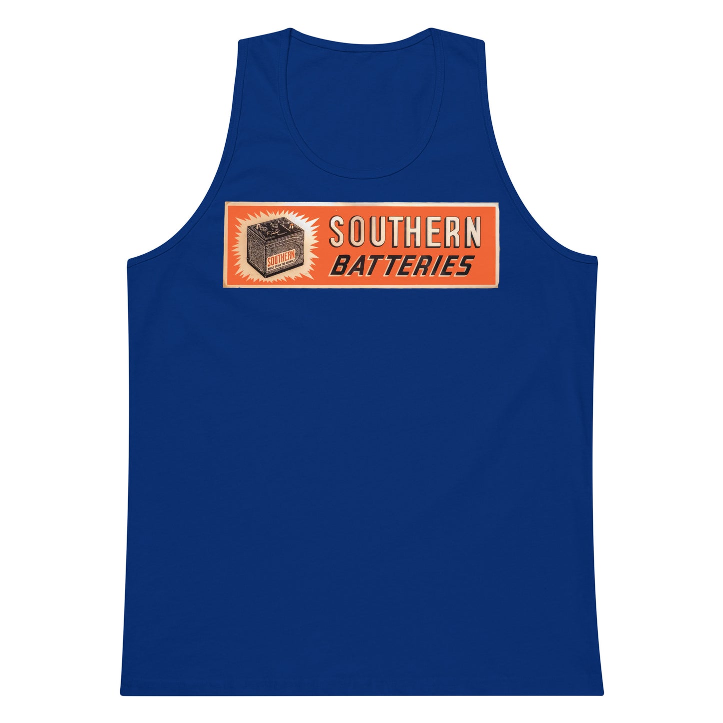 Retro National Battery Sign Patina Style Men’s premium tank top