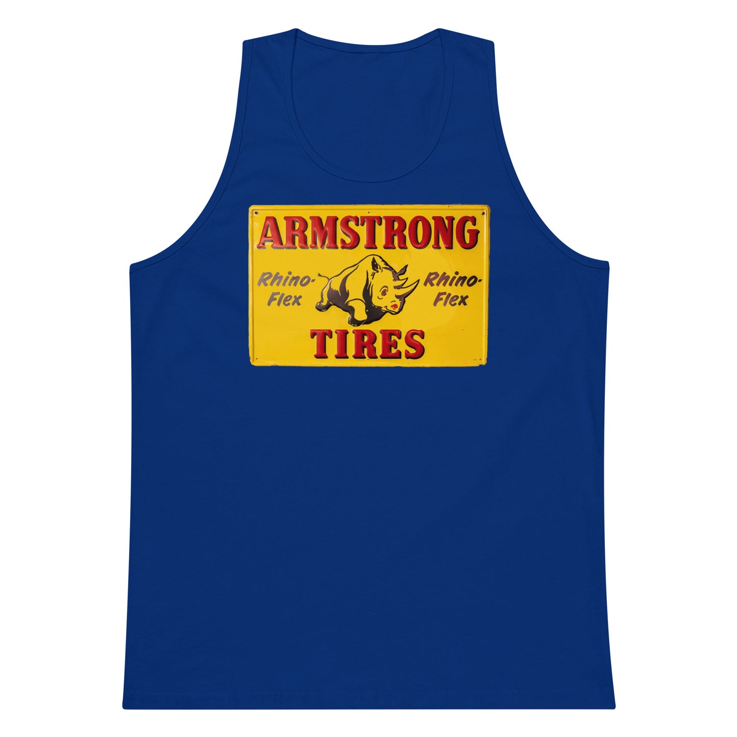 Retro Rhino Tire Sign Tin Style Men’s premium tank top