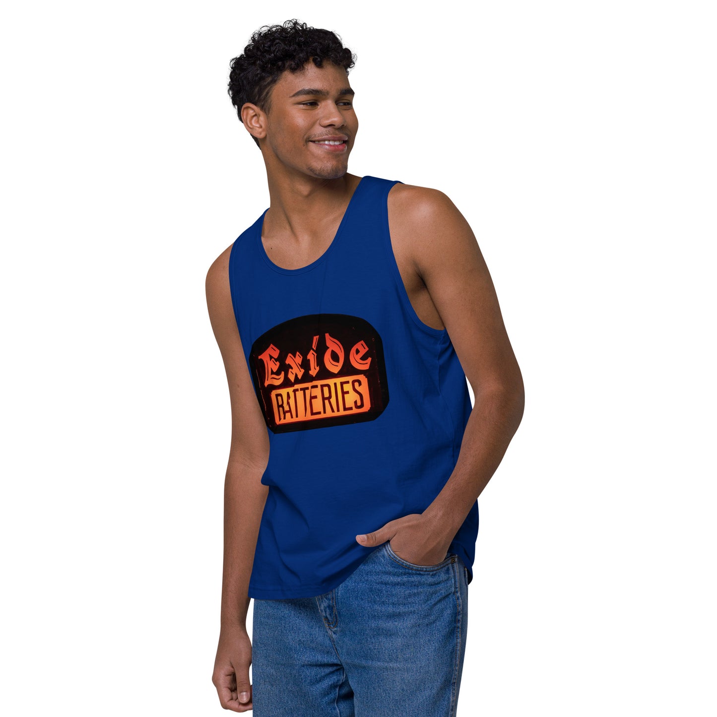 Vintage Battery Sign Men’s premium tank top