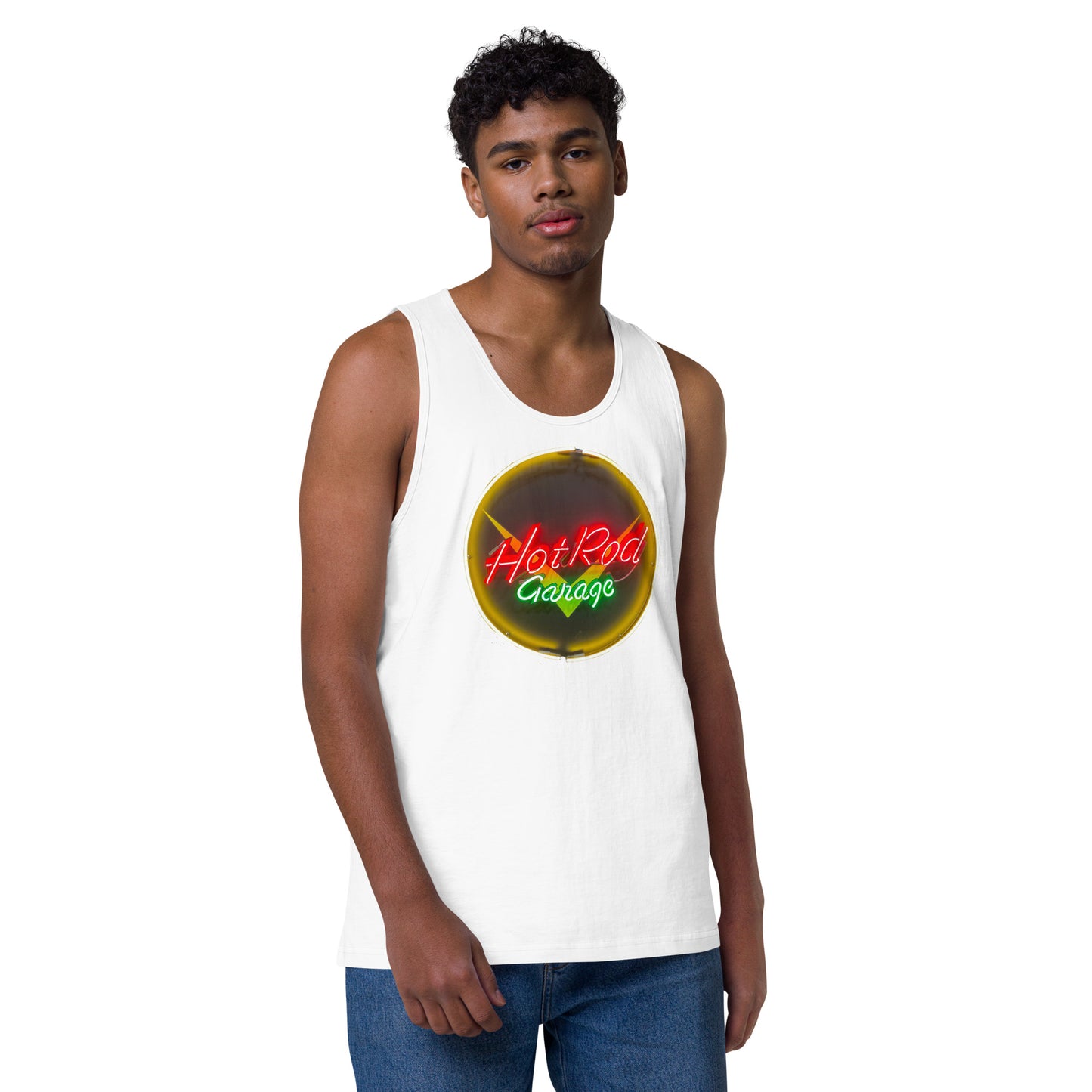 Hot Rod Garage Vintage Neon Sign Men’s premium tank top