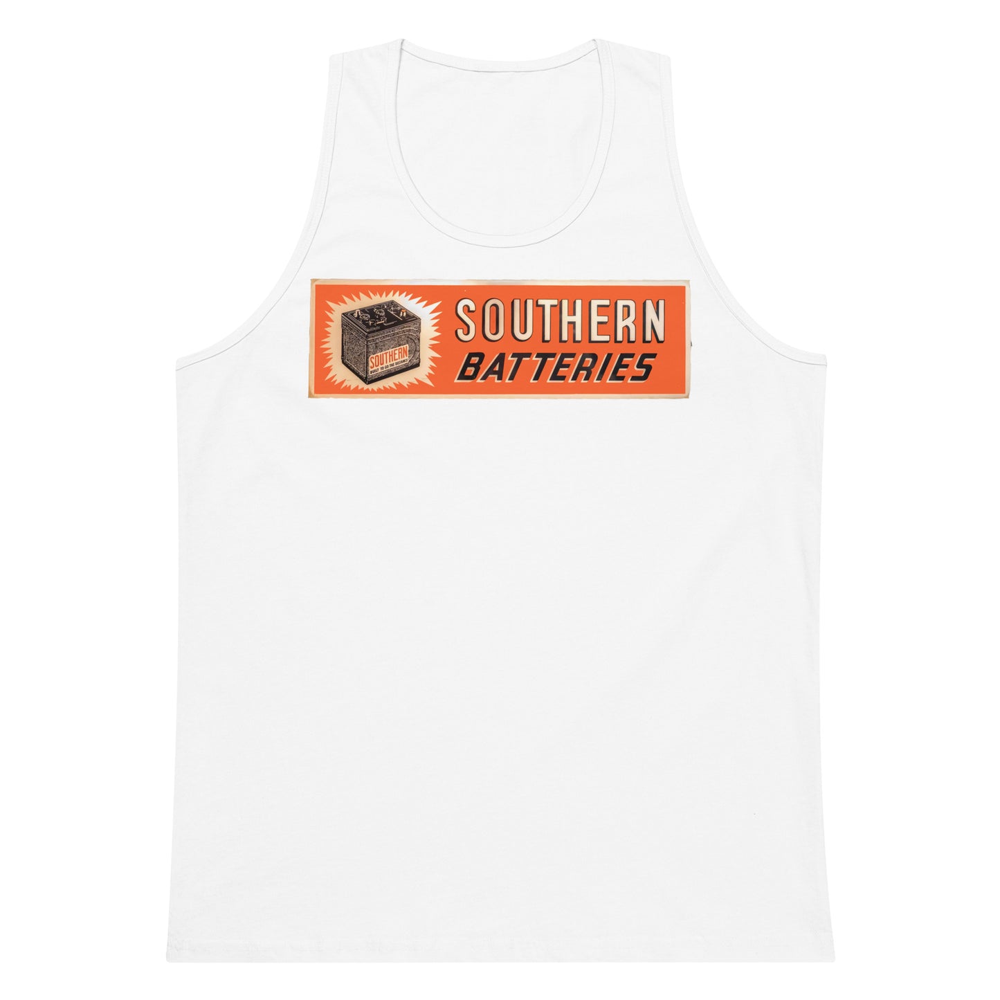 Retro National Battery Sign Patina Style Men’s premium tank top