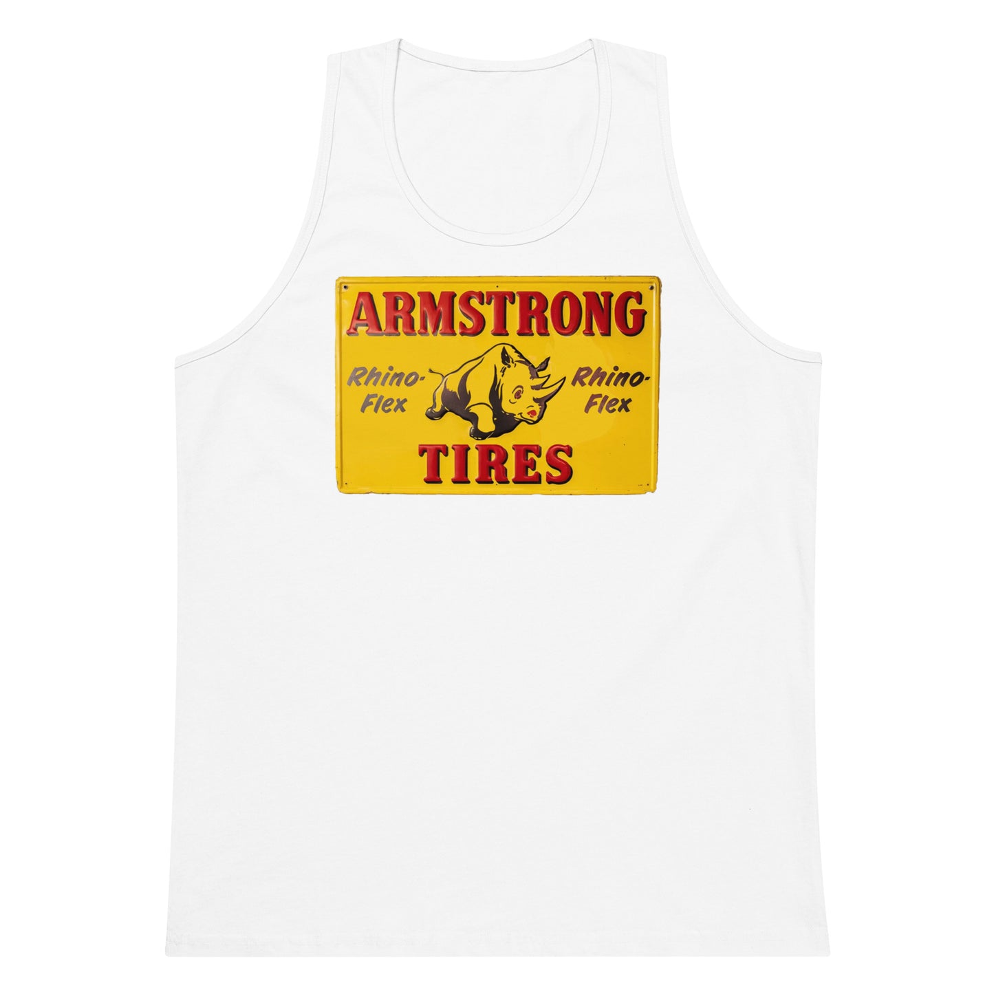 Retro Rhino Tire Sign Tin Style Men’s premium tank top