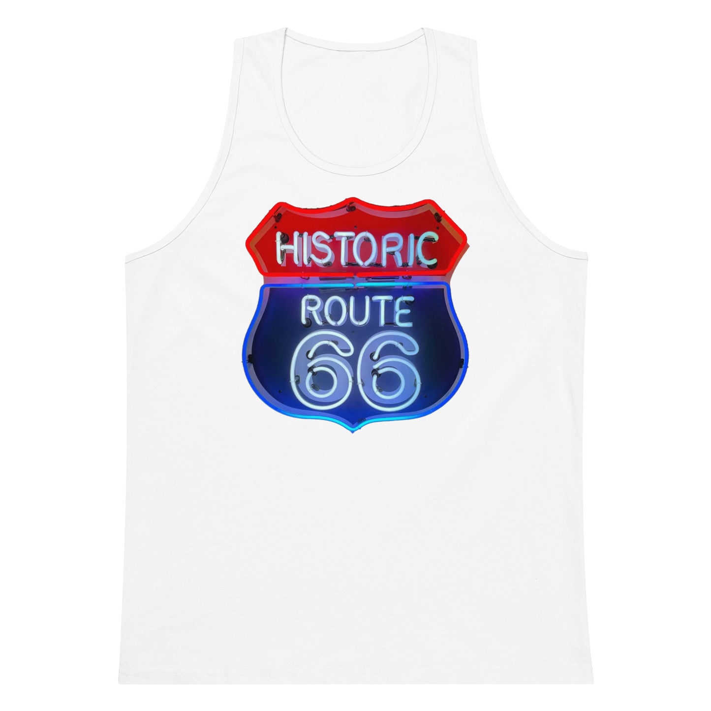 Vintage Route 66 Neon Style Men’s premium tank top