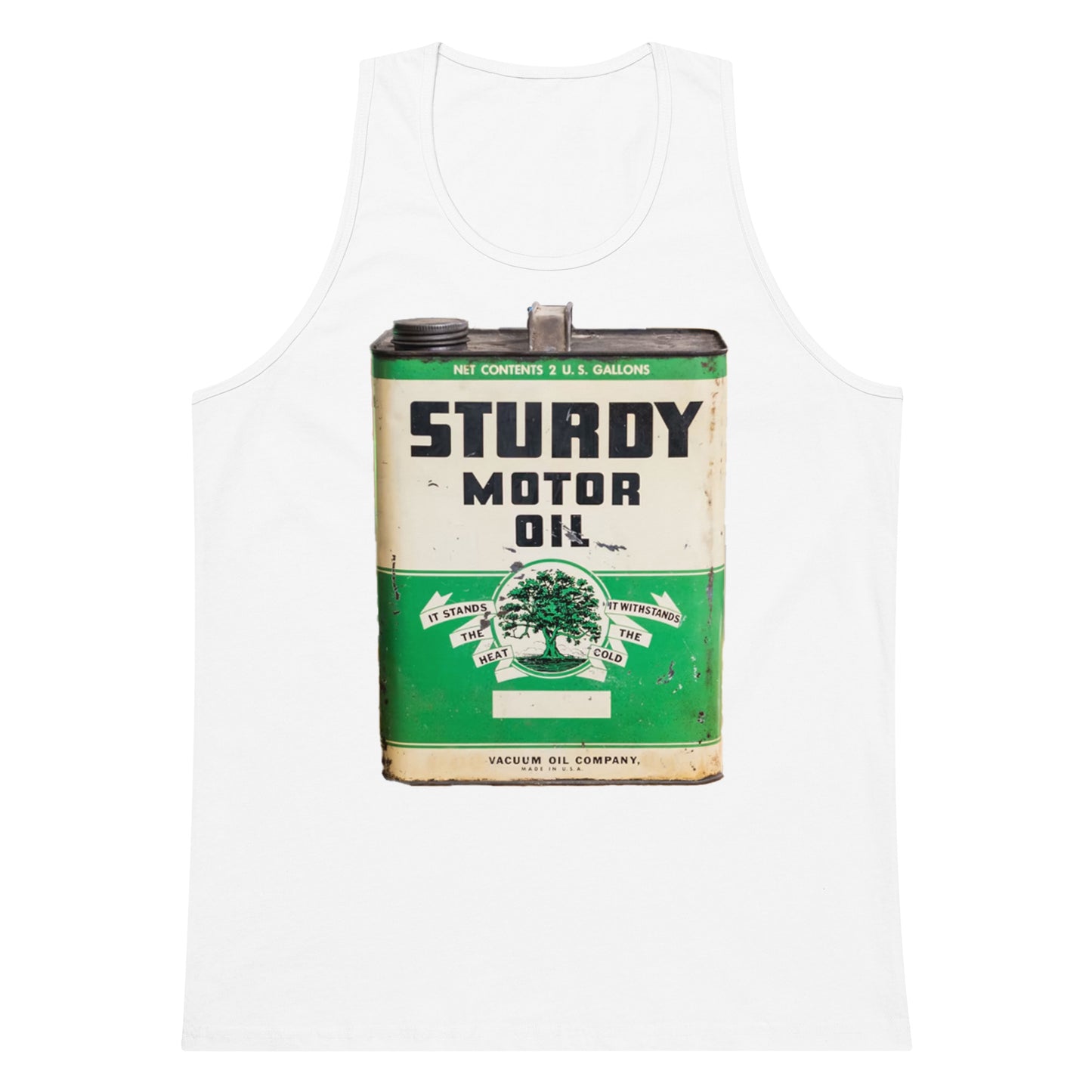 Vintage Sturdy Oil Can Patina Style Men’s premium tank top