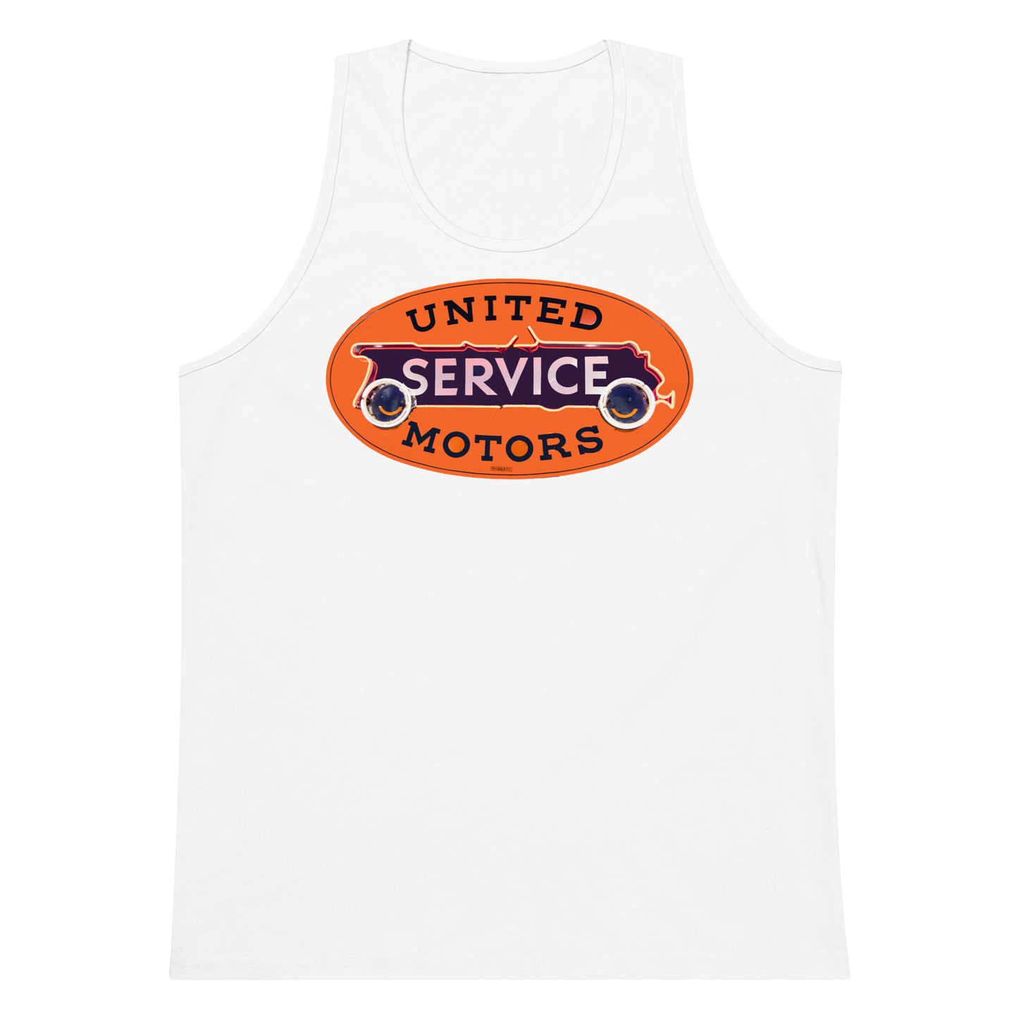 Vintage United Service Motor Neon Style Unlit Men’s premium tank top