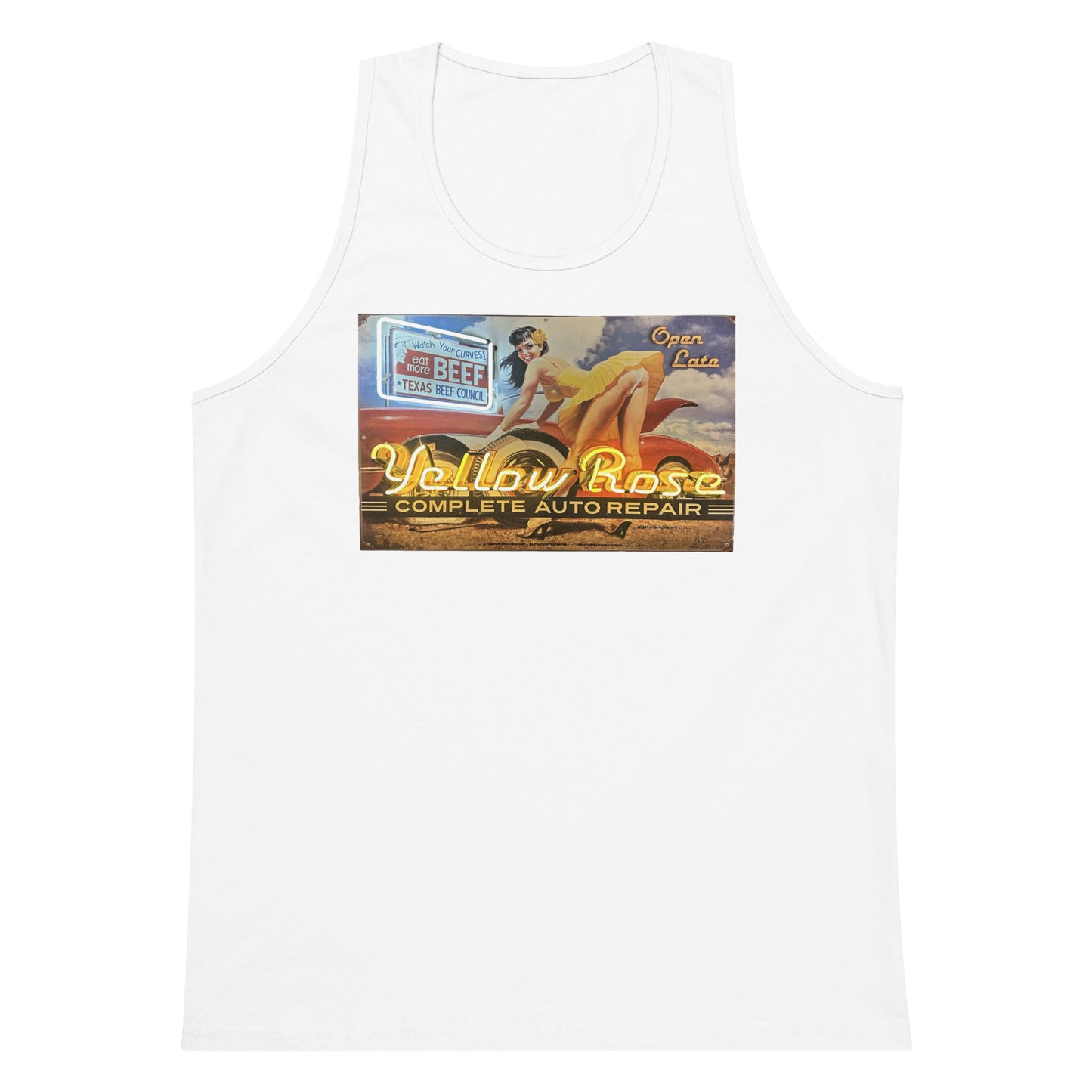 Vintage Auto Repair Neon Sign Style Men’s premium tank top