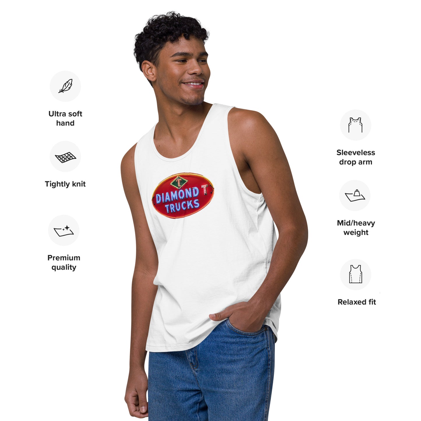 Diamond Trucks Retro Neon Sign Style Men’s premium tank top