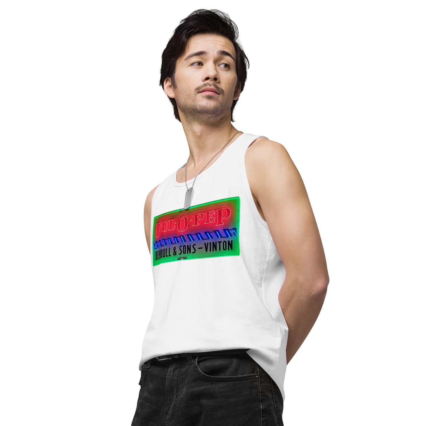 Vintage Racing Sign Neon Style Men’s premium tank top