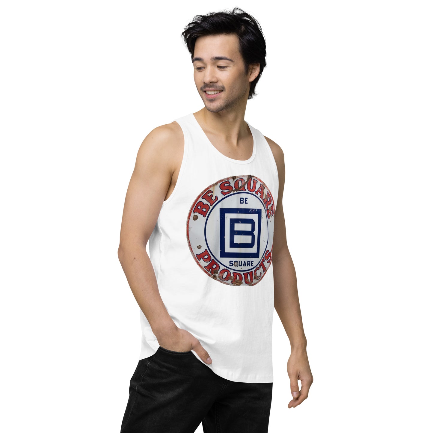 B Square Design Porcelain Men’s premium tank top