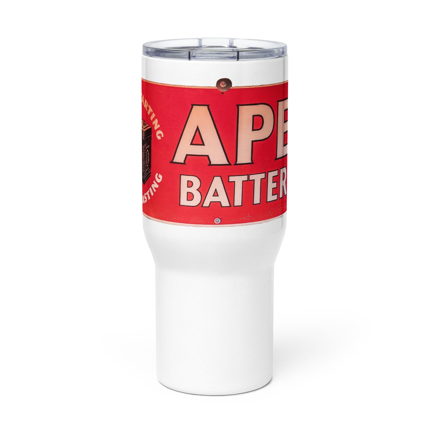 Apex Batteries Retro Tin Style Travel mug with a handle