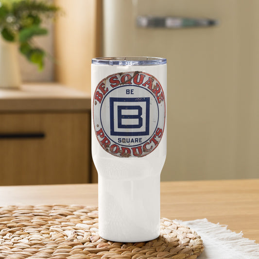 B Square Design Porcelain Travel mug with a handle