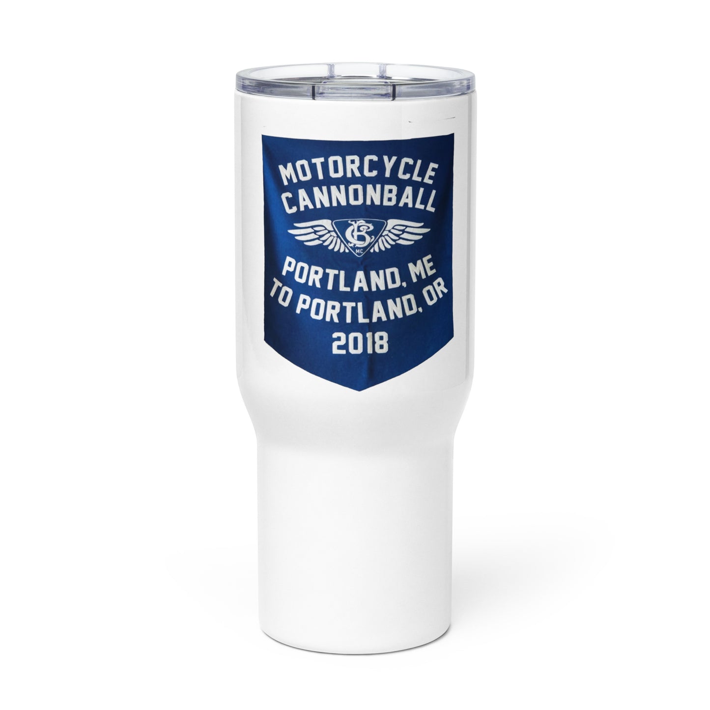 Cannonball Run MC Banner Style Travel mug with a handle