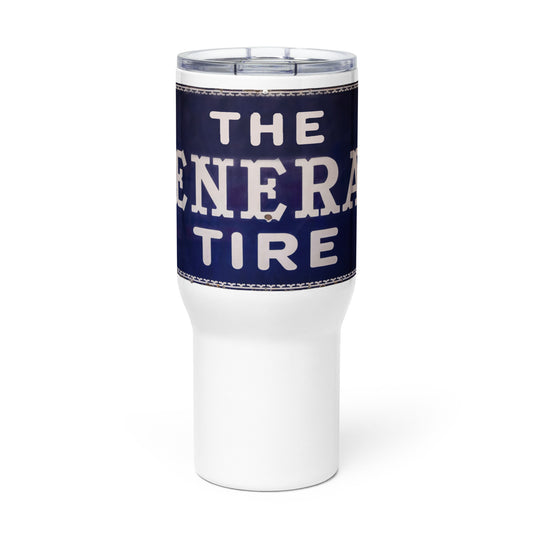 Vintage Tire Tin Style Travel mug with a handle