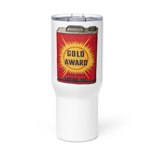 Retro Oil Can Design Travel mug with a handle