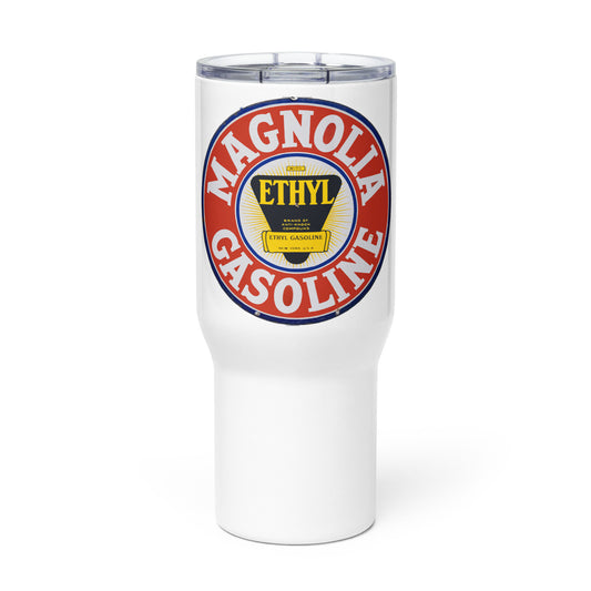 Retro Tin Gas Sign Magnolia Travel mug with a handle