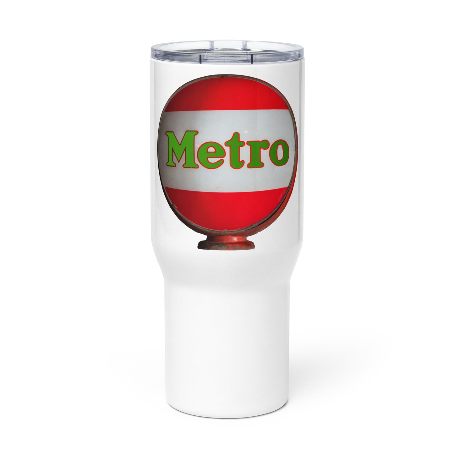 Retro Metro Globe Style Travel mug with a handle