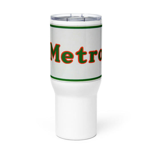 Retro Metro Tin Style Travel mug with a handle