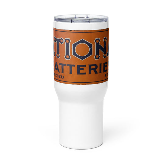 Retro National Battery Sign Patina Style Travel mug with a handle