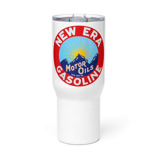 Retro Gas Sign New Era Travel mug with a handle