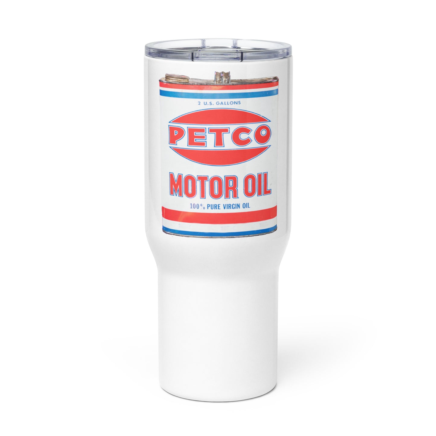 Vintage Petco Oil Can Travel mug with a handle