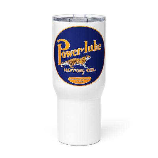 Retro Oil Sign PowerLube Travel mug with a handle