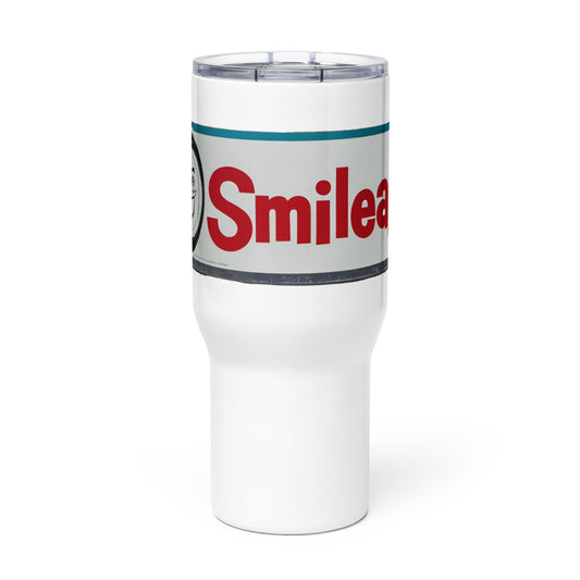 Retro Smileage Tire Sign Travel mug with a handle