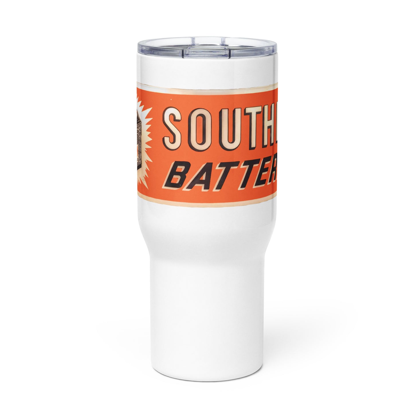 Vintage Porcelain Southern Batteries Travel mug with a handle