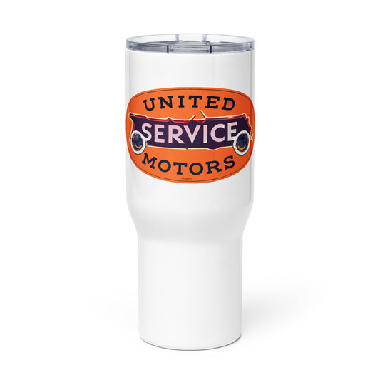 Vintage United Service Motor Neon Style Unlit Travel mug with a handle