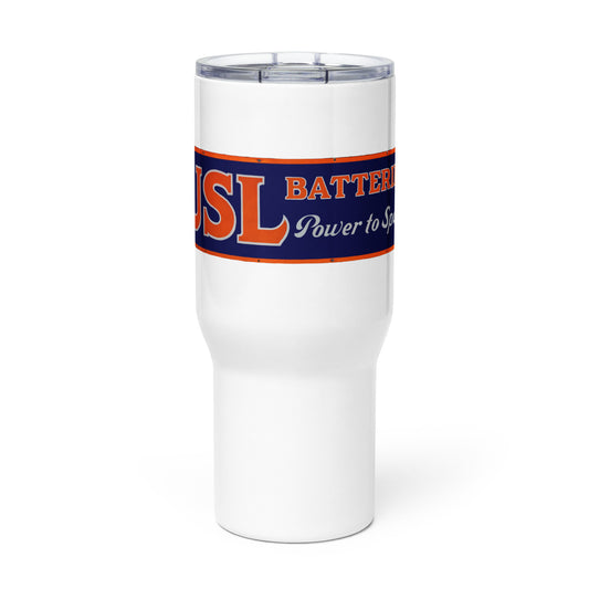 Retro USL Battery Tin Style Travel mug with a handle