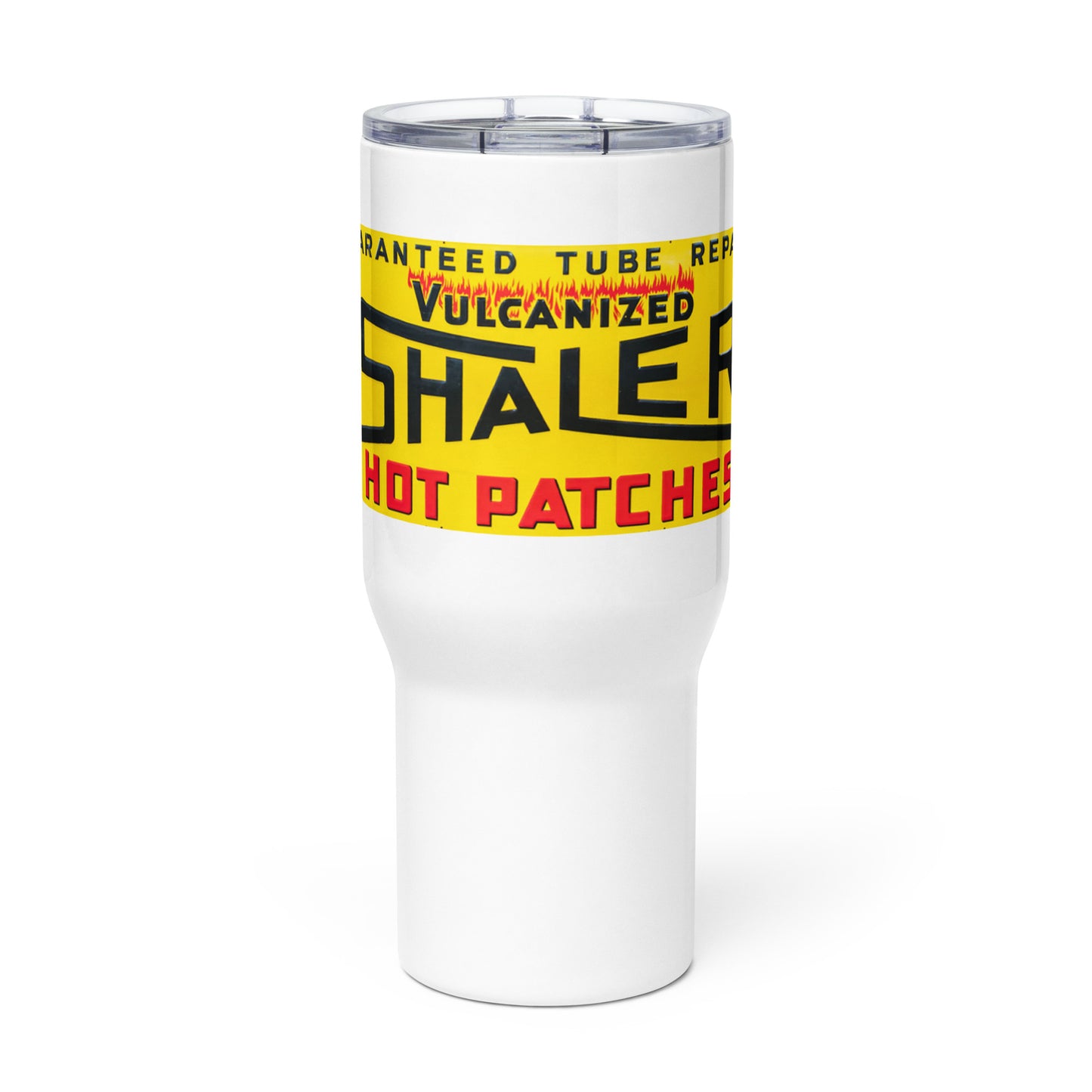 Retro Hot Oil Patch Sign Travel mug with a handle