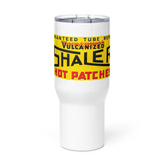 Retro Hot Oil Patch Sign Travel mug with a handle