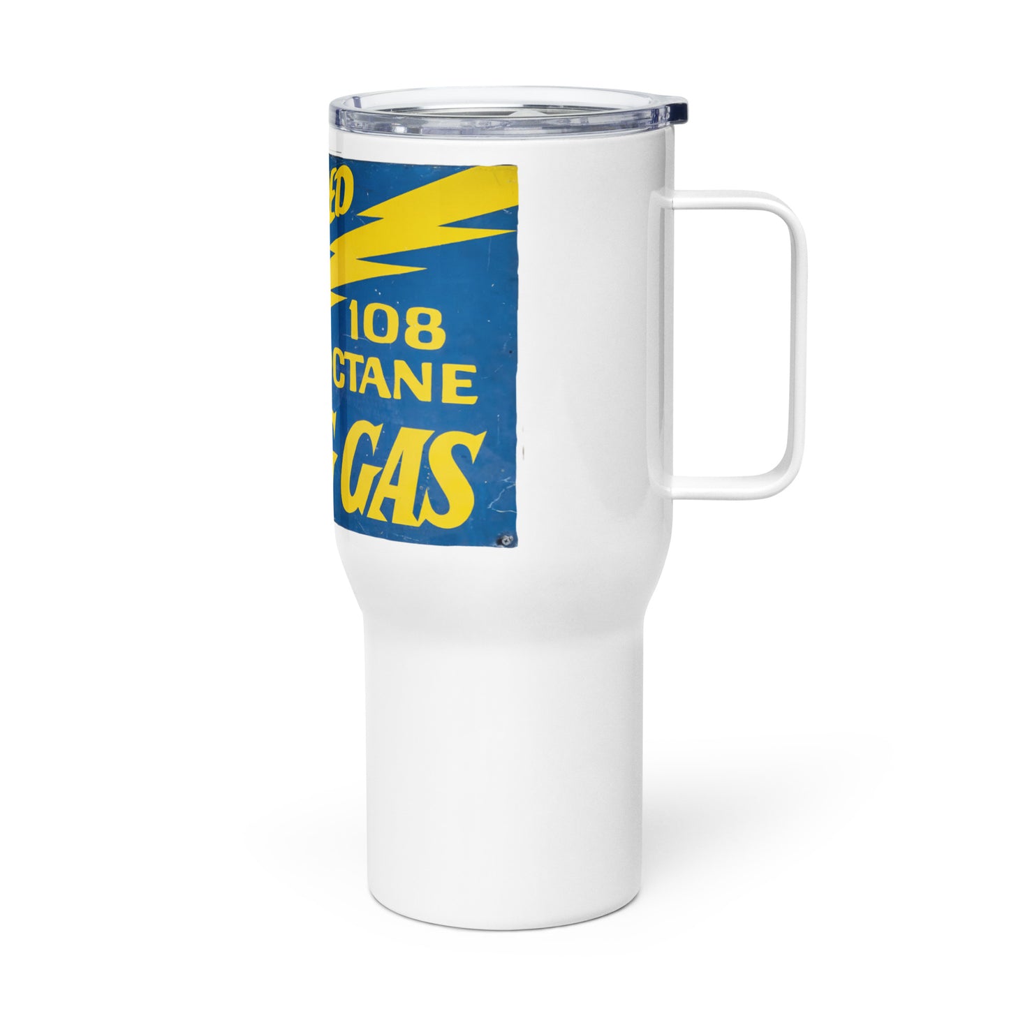 Vintage Racing Gas 108 Octane Porcelain Style Travel mug