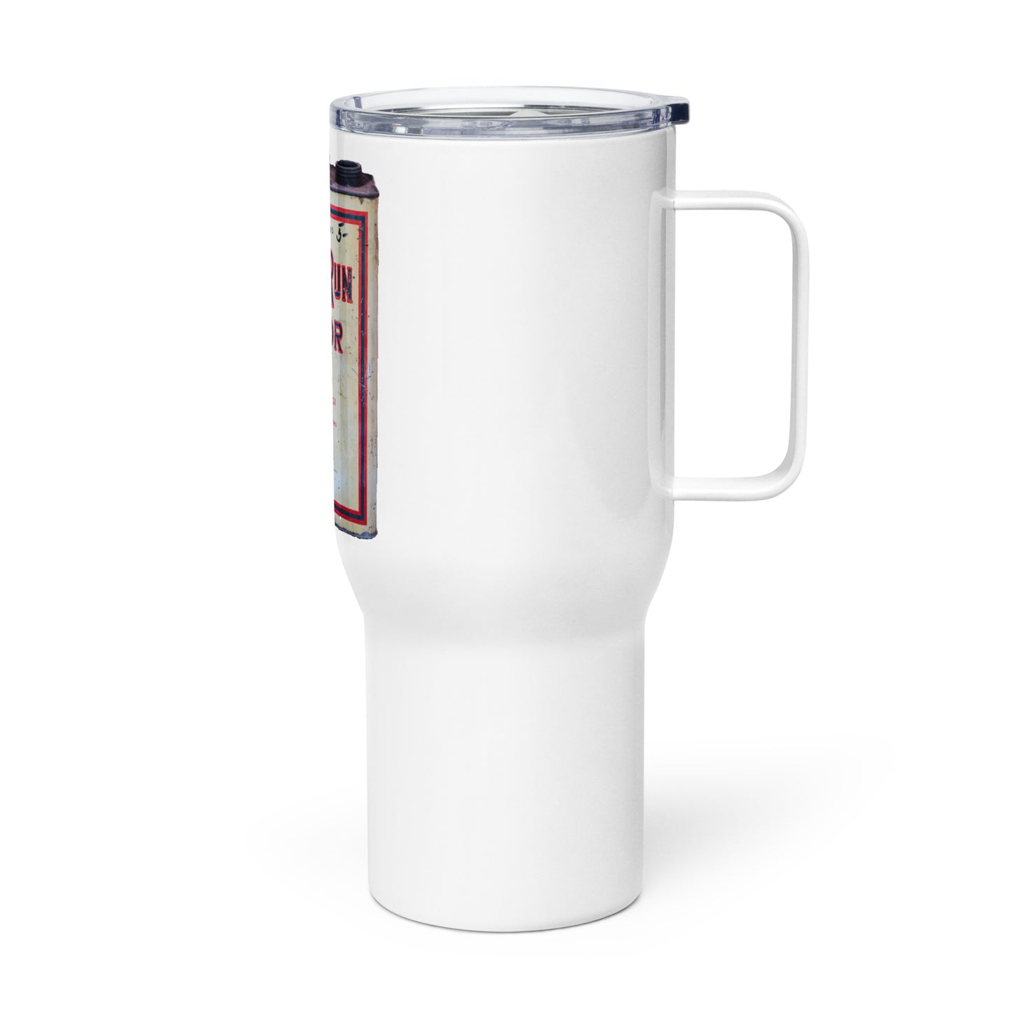 Vintage Home Run Oil Can Travel mug with a handle