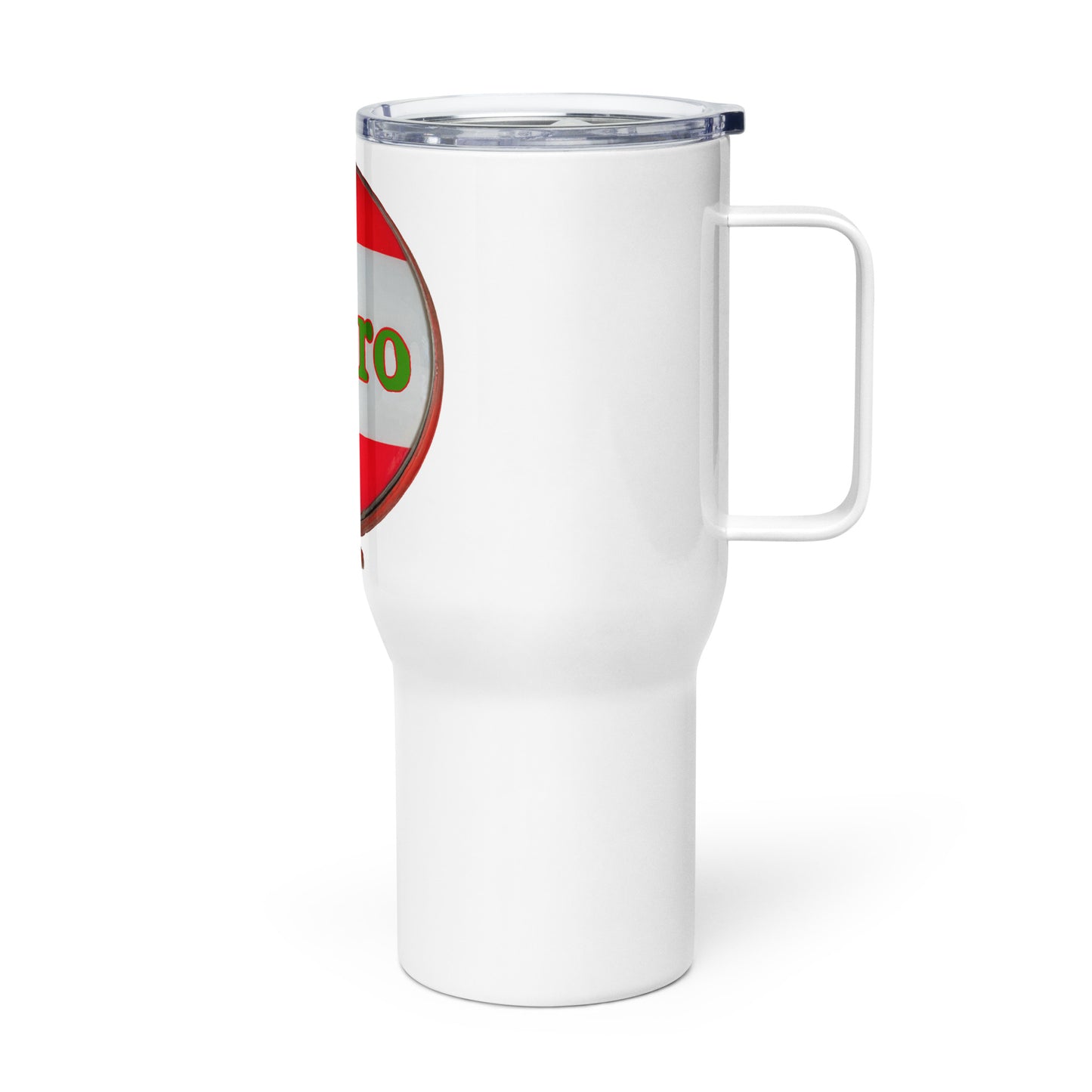 Retro Metro Globe Style Travel mug with a handle