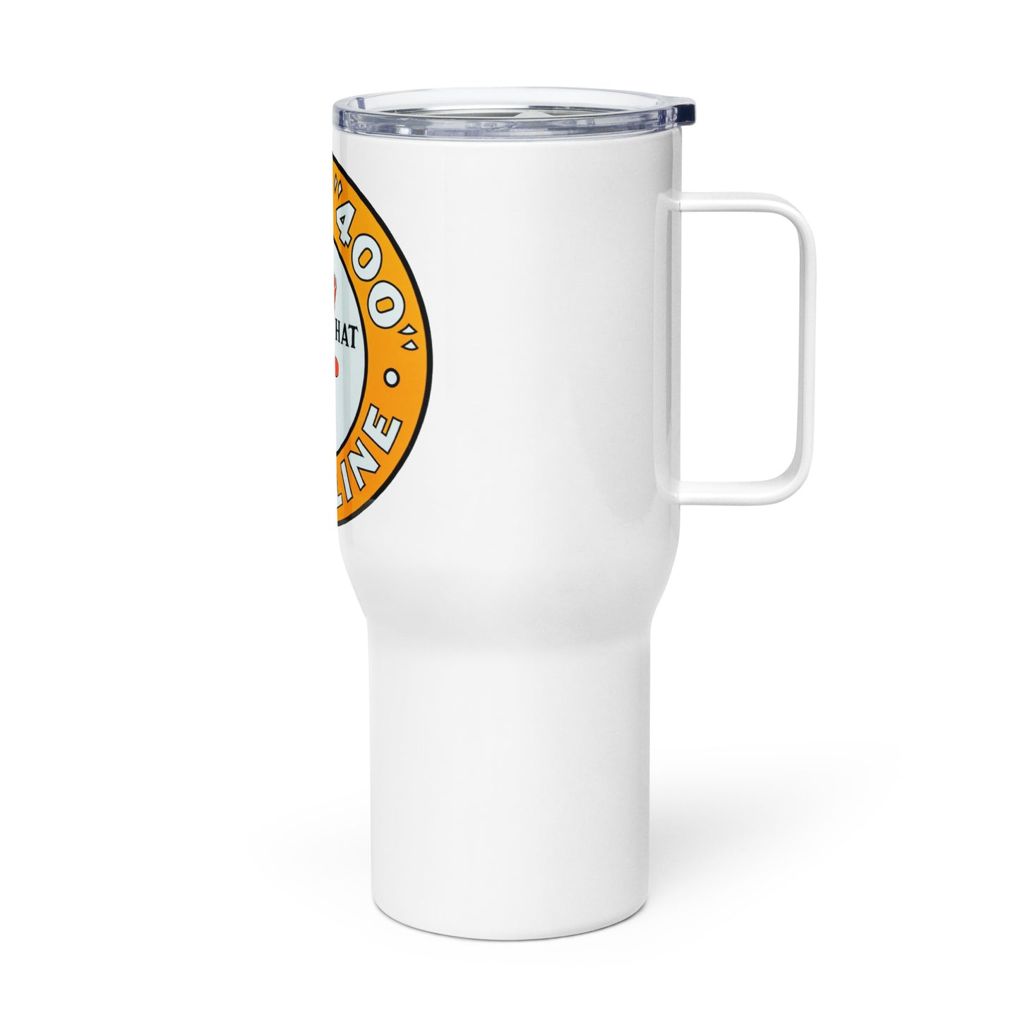 Vintage Red Hat Gas Travel mug with a handle