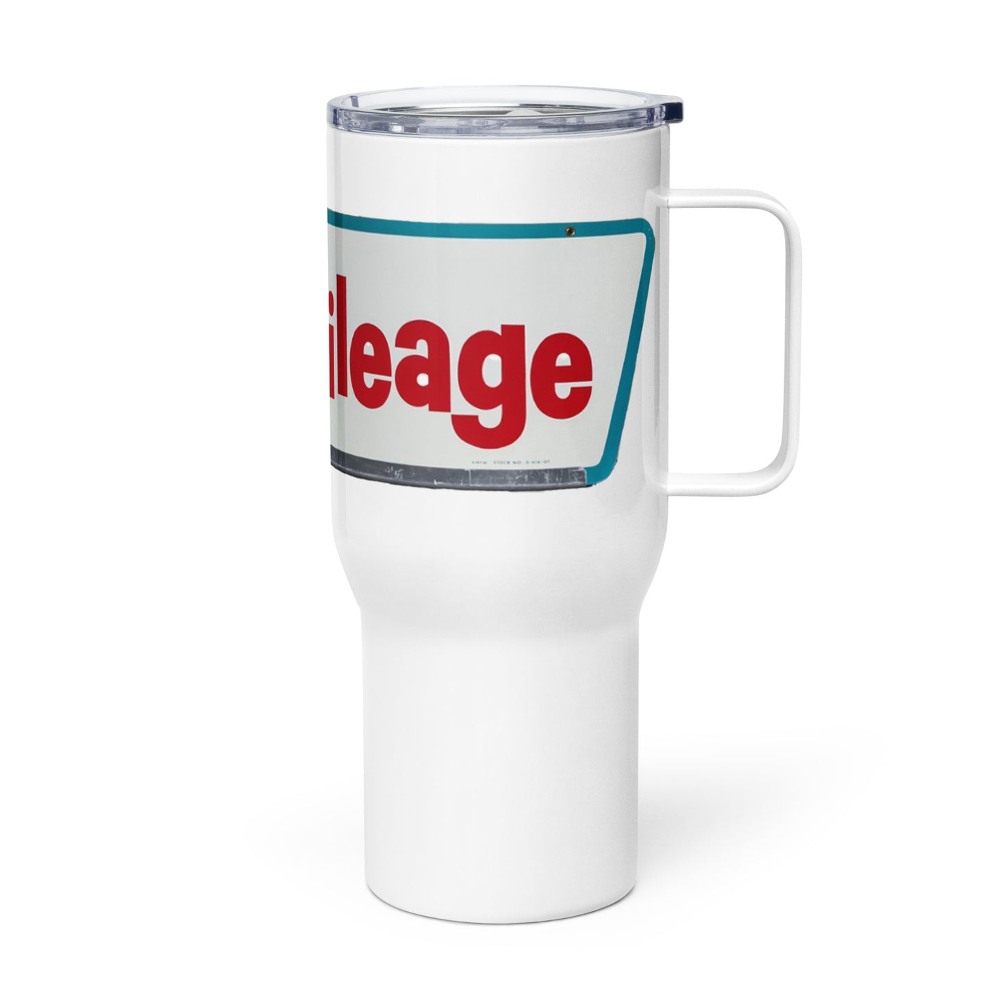 Retro Smileage Tire Sign Travel mug with a handle