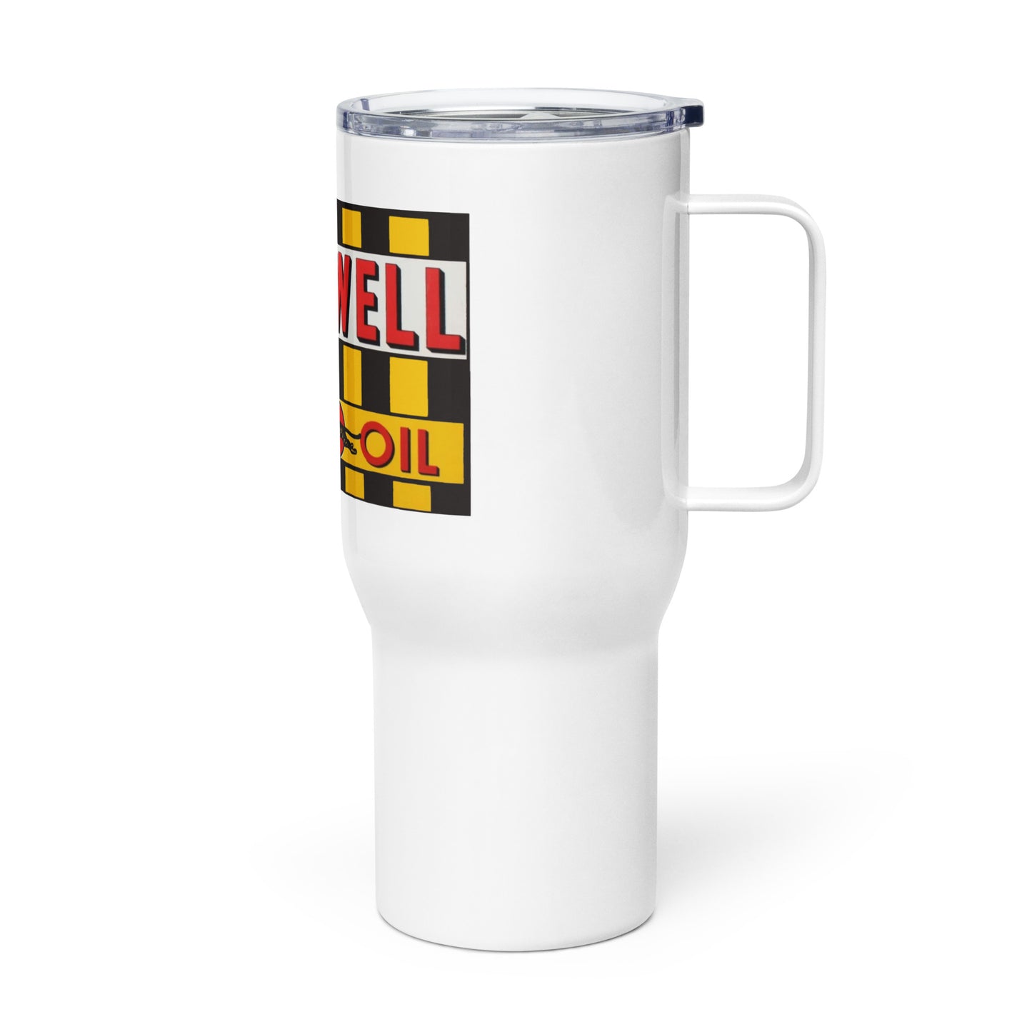 Retro Speedway Tin Syle Travel mug with a handle