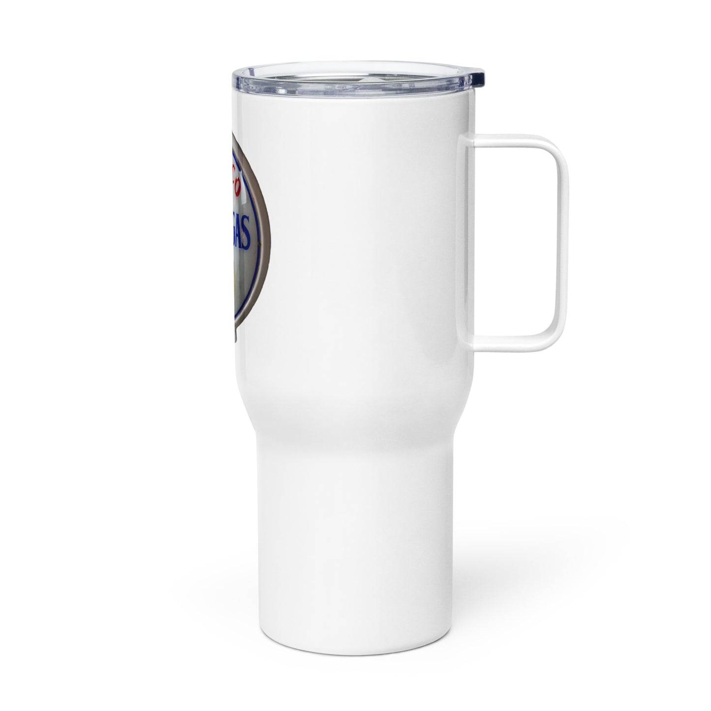 Retro Super Gas Globe Style Travel mug with a handle