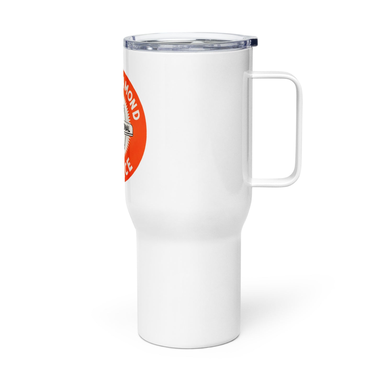 Triple Diamond Service Tin Style Travel mug with a handle