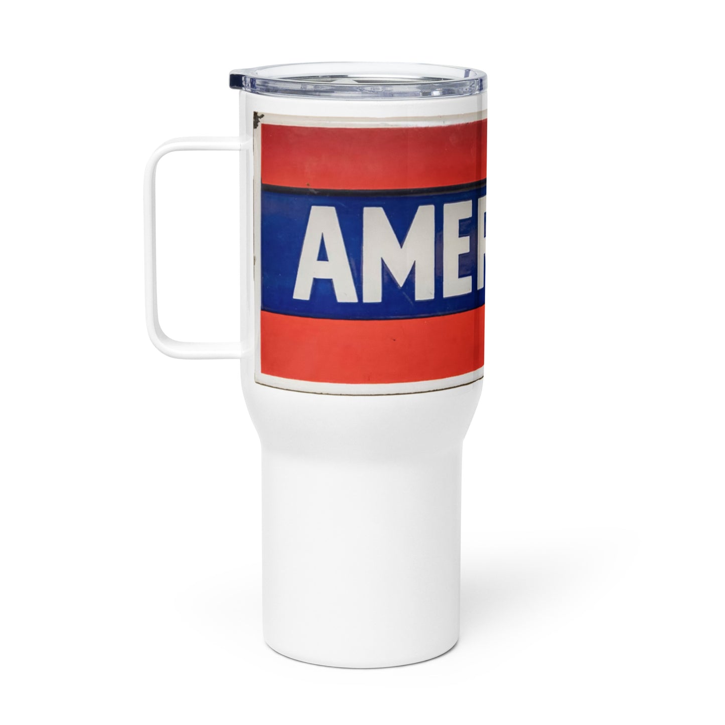 American Sign Porcelain Vintage Style Travel mug with a handle