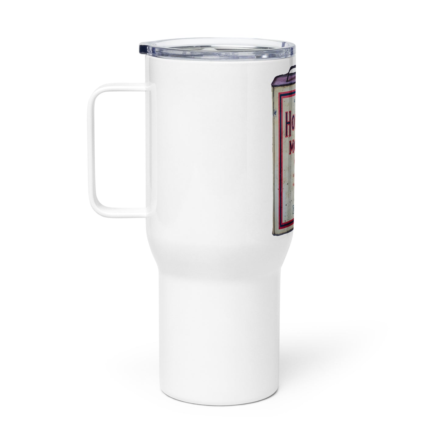 Vintage Home Run Oil Can Travel mug with a handle