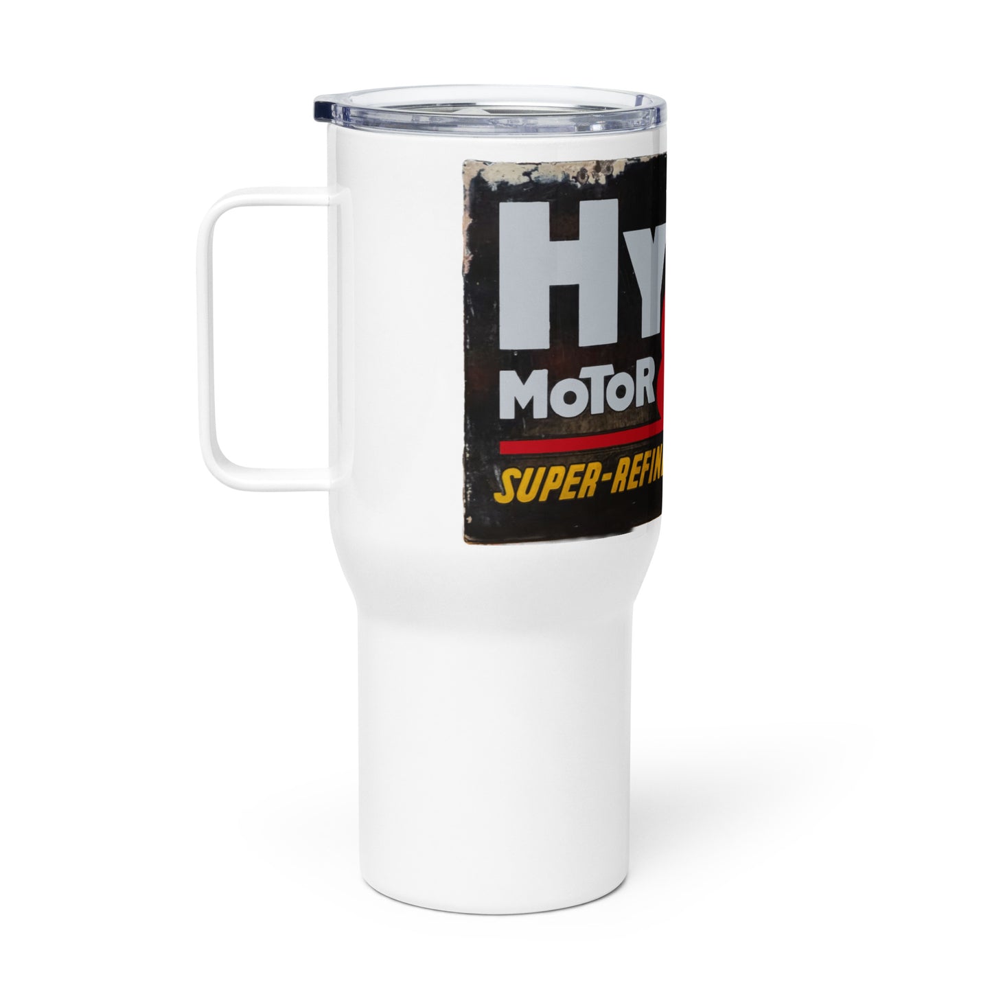 Vintage Porcelain Motor Oil Sign Travel mug with a handle