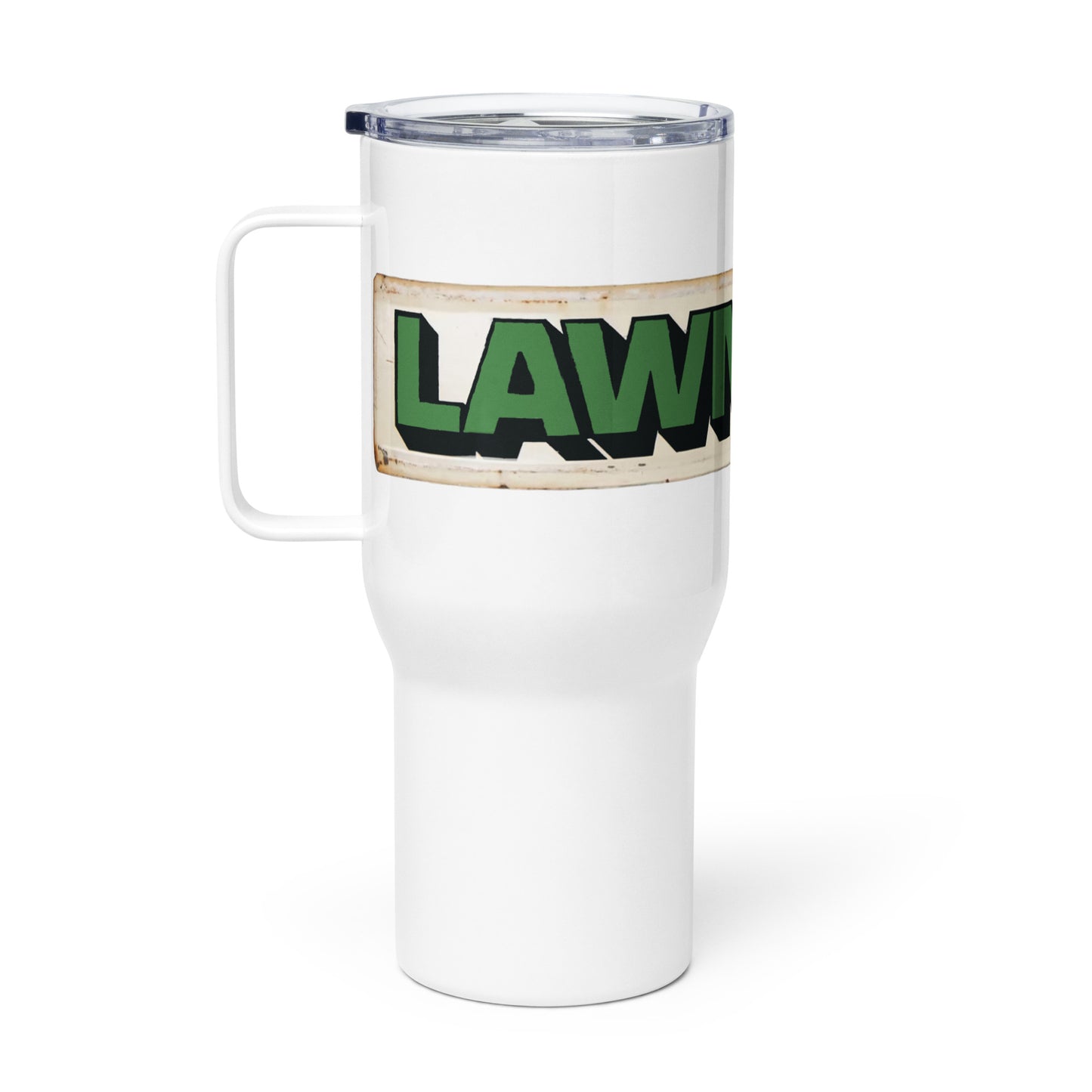 Lawn Boy Porcelain Patina Style Travel mug with a handle