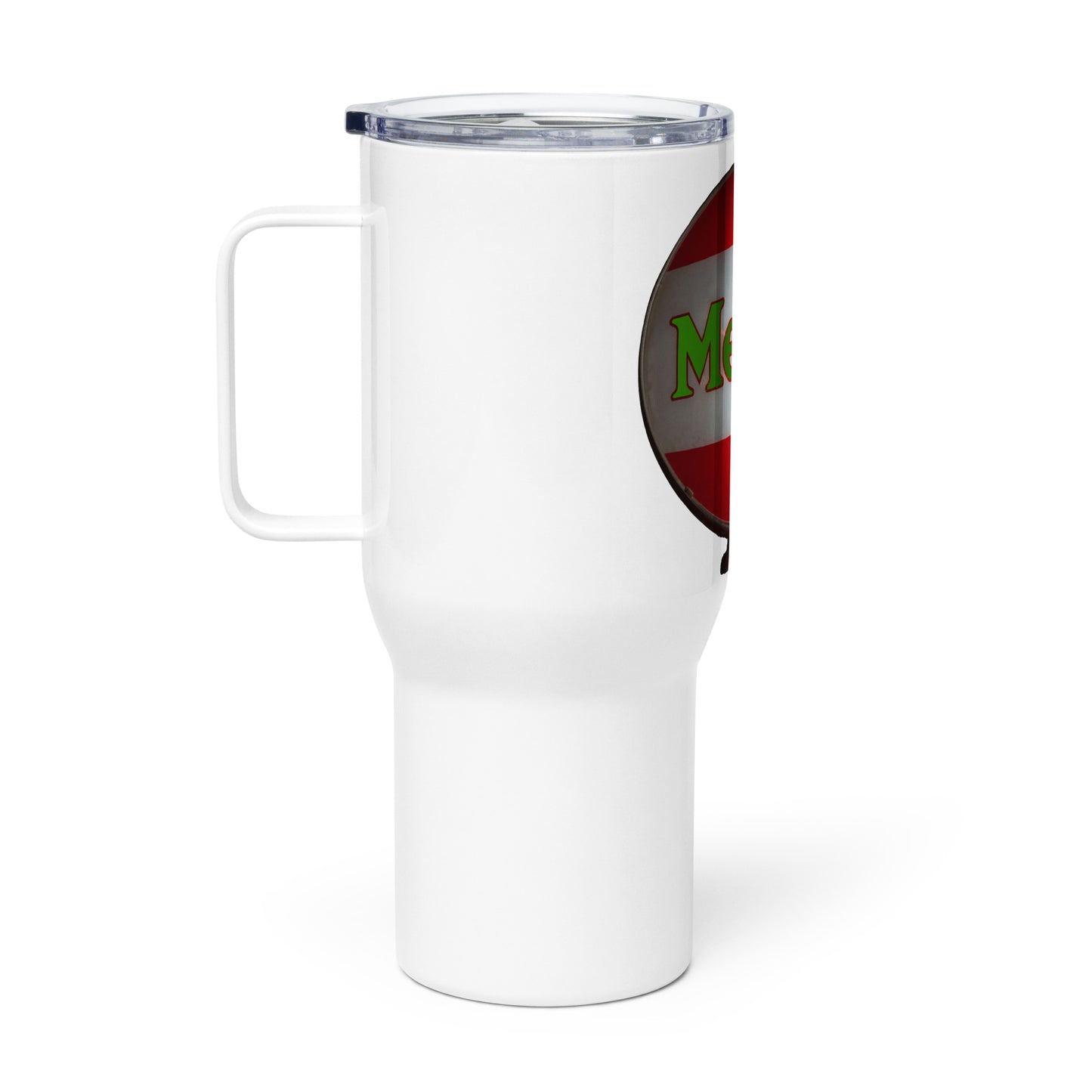 Retro Metro Globe Style Travel mug with a handle