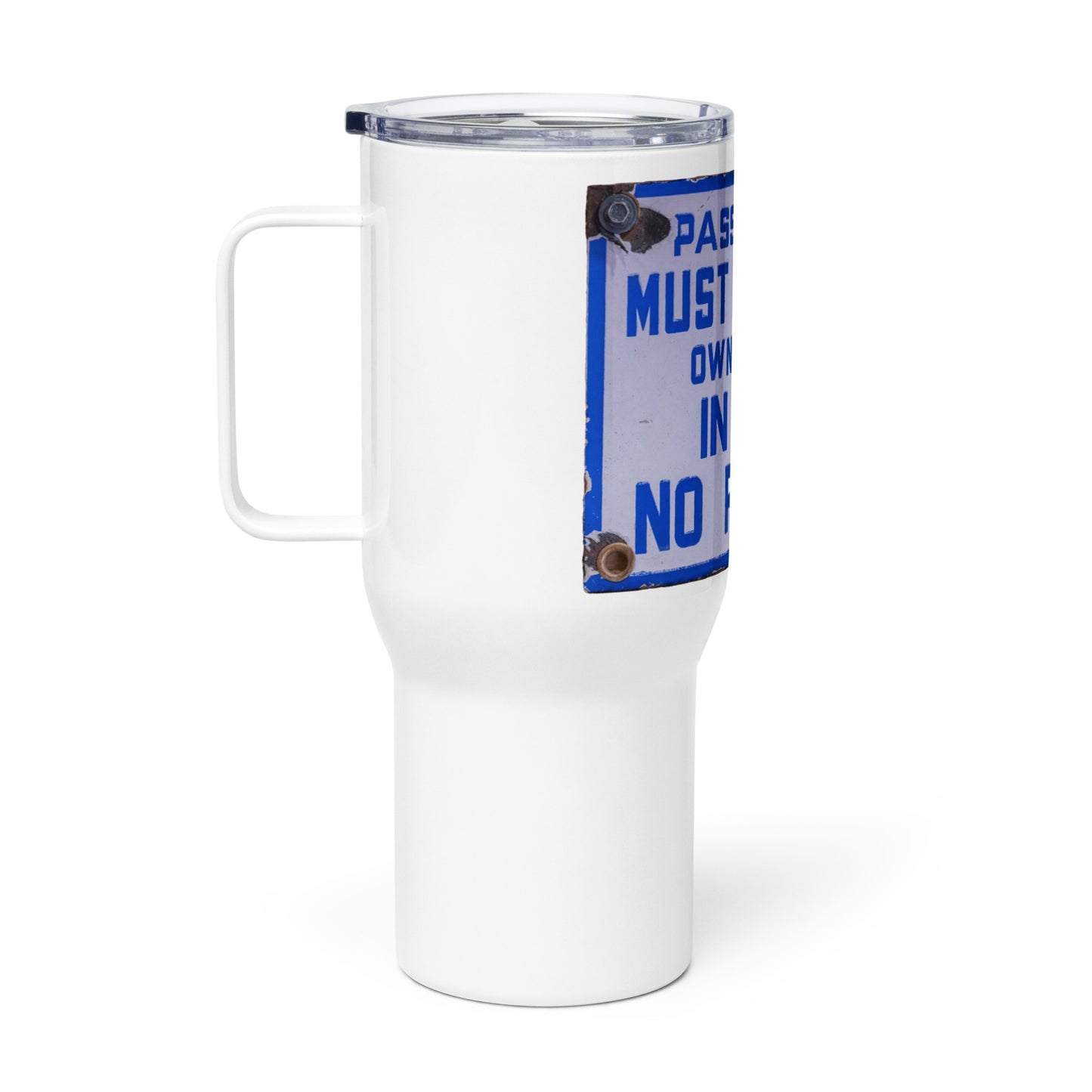 Vintage Passenger Fare Sign Travel mug with a handle