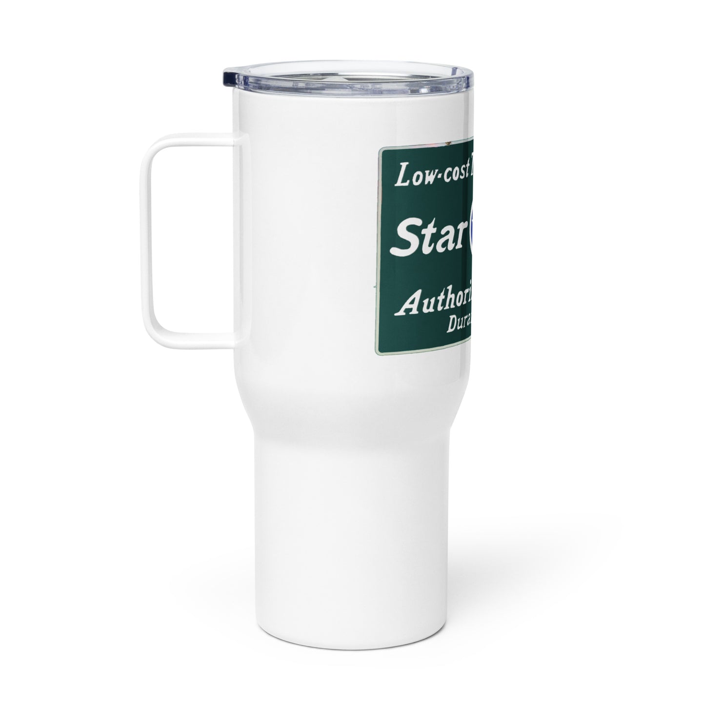 Retro Star Cars Porcelin Style Painted Travel mug with a handle